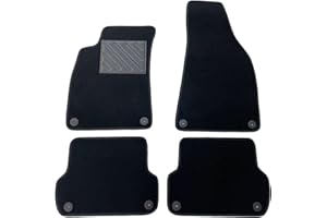 Tapis de Sol pour Audi A4 B6 et B7 de 2001 à 2008 sur Mesure, antidérapant, Talonnette en Caoutchouc renforcé, Boutons de Fixation