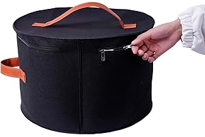 Ardorman Hat Box, 17'' X 11'' Large Hat Box Travel, Foldable Round Hat Boxes With Lids, Large Pop-Up Hat Stoage Bag, Decorative Closet Organizer For Men Women,Black