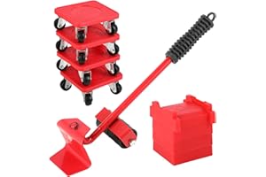 LROCOTANC Set de 4 Ruedas de Transporte para Muebles Pesados 360° Giratorio con 1 Palanca Elevadora Ideal para Mudanzas – Soporta hasta 300KG Elevador de Muebles y Transportador de Muebles