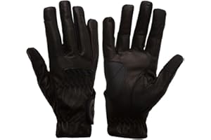 eGlove eQUEST GripPro - Leather Horse Riding Gloves - Hardwearing, Breathable and Grippy Real Leather - Synthetic Lycra comfort fit inserts - Touchscreen Gloves