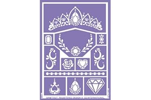 GRIM'TOUT Pochoir Maquillage Enfant - Princesse - 21x15 cm - Reutilisable et Lavable - Fête, Kermesse et Anniversaire - Kit Peinture Visage, Dessin, Tatouage Temporaire - Fille, Garçon