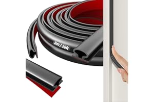 QEERINER Guarnizione Adesiva per Porta e Finestra, 8M D-profilo Insonorizzata Isolante, Gomma per Porte (Nero)
