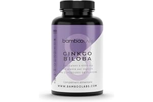Bamboo Labs - Ginkgo Biloba 6000 mg, 100% Naturel avec 24% de Flavonoïdes et 6% de Terpènes, 180 gélules, Puissant Aantioxydant qui Stimule la Mémoire, la Concentration et la Circulation Sanguine