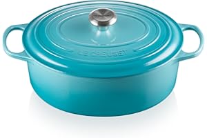 Le Creuset Cocotte en Fonte Émaillée Signature avec Couvercle, 31cm, Ovale, 6,3 L, 5,705 kg, Bleu Caraïbes, 21178311702430