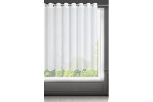 Eurofirany Lucy Cortina de Gasa Transparente Lisa con Ojales 1 ud. -para Dormitorio, salón Elegante 100% poliéster, Blanco, 300x160 cm