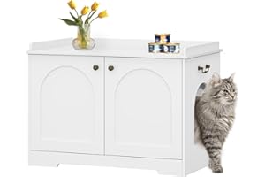 Hzuaneri Szafka dla Kota z Uchwytami, Kuweta dla Kotów, Szafka dla Kota z Drzwiami, Drewniany Stolik Pomocniczy do Domku dla Zwierząt Domowych, 50 x 80 x 57 cm, Biała CB05703X