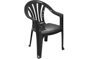 SIMPA Solana BLACK Stackable Low Back Plastic Garden Chair for Indoor or Outdoor Use - Choose from Black, Green, White & Taupe Colours.