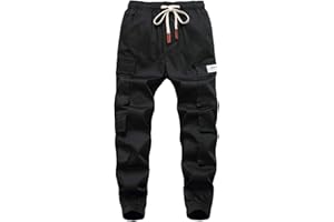 LAUSONS Boys Cargo Pants Cuffed Casual Trousers with Multi-Pocket
