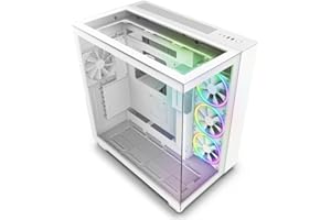 NZXT H9 Elite Blanc - CM-H91EW-01 - Boîtier Gaming Moyen-Tour ATX Double Chambre - Comprend 3 Ventilateurs F120 RGB Duo avec Contrôleur - Panneaux supérieur, Avant et latéral en Verre trempé