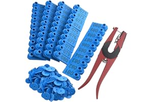 WMYCONGCONG Boucle d'oreille chèvre mouton cochon Etiquettes d'oreille en plastique pour le bétail numéro,1-100, bleu
