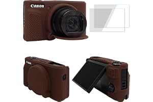 VOVMOEYA SX740 kameraväskor tillbehörssats [med 2 LCD-härdade filmer], silikonskyddsfodral kompatibelt med Canon PowerShot SX