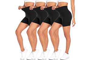 MOREFEEL 4er Pack Radlerhose Damen Kurze Sporthose Damen Shorts Blickdicht High Waist Sommer für Yoga Sport Fitness