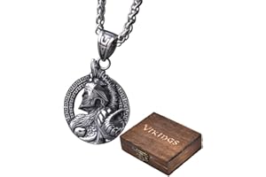 TS TAC-SKY Ciondolo Vichingo Spartano da Uomo Nordico in Scatola di Legno Valknut, Amuleto Pagano Medievale, Regalo Vichingo (Color : Style 3, Size : 60cm)