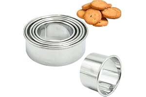 SZXMDKH Set di 5 Coppapasta Rotondo Acciaio Inox Tagliapasta Aperta Tondo Stampi per Biscotti Formine Coppapasta Tondi Anelli