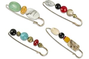VMINOG Vintage Lot de 4 Perles Broche Femme - Écharpe Clip Broche pour Fermer un Décolleté - Clip pour Vêtements et Chemise (4 Modèles)