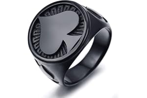 Beydodo Bague Homme Argent Chevaliere Taille 56.5-69 Anneaux Acier Inoxydable Homme Bague Chevaliere avec Gravure As de Pique