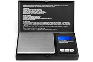 GEM-GARDEN Pocket Scale 0.01g to 500g Portable Digital Kitchen Weighing Scale, Mini Digital Scale High Precision for Gold, Jewellery, Food, Herb and Coffee with Back-Lit LCD Display