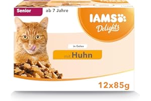 IAMS Advanced Nutrition Chat Senior Assortiment Sachets Humides Poulet, en gelée - 12 sachets x 85g