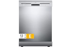 Midea MFD60S121W-IT Lavastoviglie Libera Installazione con 12 coperti, 6 Programmi, Partenza Ritardata, Funzione di Mezzo Carico, 60 cm - Bianco