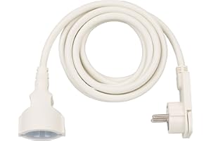 Brennenstuhl Qualitäts-Kunststoff-Verlängerungskabel mit Flachstecker (Verlängerungskabel flach für innen mit 3m Kabel) weiß