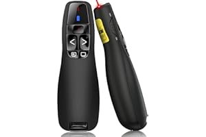 ‎HELLCOOL Kabellose Presenter, 2.4 GHz Wireless Presenter Verbindung via USB-Empfänger, 15m Reichweite, Roter Presenter, Fernbedienung Präsentation für Windows und Mac/PowerPoint/Keynote/Google Slides/PDF