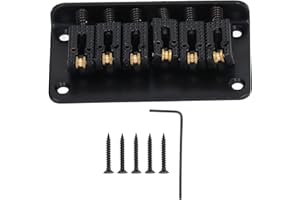 MISKALL Fester Sattel,Top Load Hardtail Bridge,6-saitige Gitarre ohne Tremlo,Chrom (Schwarz)