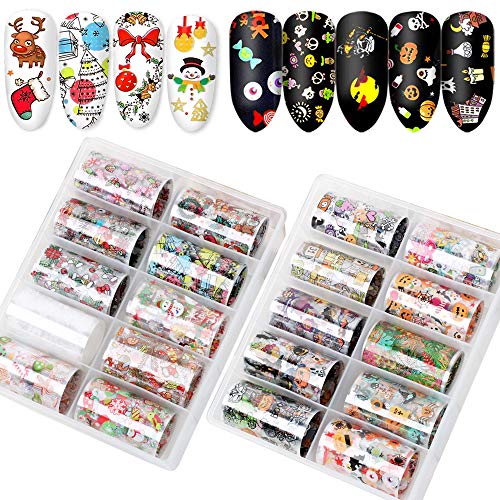 VINFUTUR Nail Art Foil, 20 Rollos Pegatinas Uñas Decorativas...