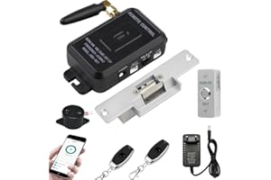 FTes RFKits TUYA Système de Contrôle d'accès Kit de Serrure à Gâche avec Contrôle par Application Smartphone,Couplé avec Une Télécommande sans Fil à Pression et Un Bouton de Sortie