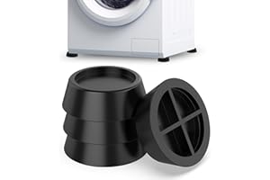ECENCE Schwingungsdämpfer Waschmaschine 4er Set Vibrationsdämpfer Gummi-Füße Schwarz für Trockner, Geschirrspüler, Anti-Rutsch-Füße, Antivibrationspads