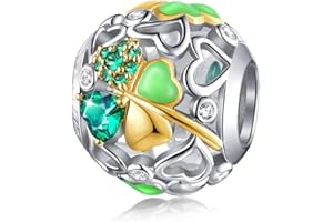 FOREVER QUEEN Breloque trèfle à quatre feuilles Perles Charm 925 argent sterling pour bracelets pour femmes