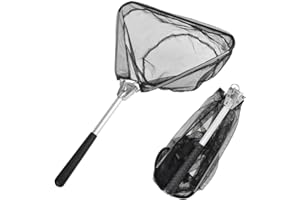 TAIHE Kescher Angeln, Angelkescher mit Faltbare Fischernetz, Fischernetz Mit Rutschfestem Griff, Langlebiges Nylongeflecht Angelzubehör für Erwachsene und Kinder