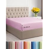 Fitted Sheet 160x200 - Microfiber Pocket 40cm (16") - Light Pink | Soft, Breathable, Wrinkle, Non-Iron, Brushed, Elastic Rubb