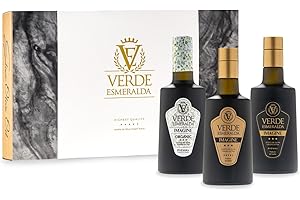 V E VERDE ESMERALDA Verde Esmeralda - Huile d'olive extra vierge (Coffret cadeau 500ml x 3, Picual, Royal, Bio)