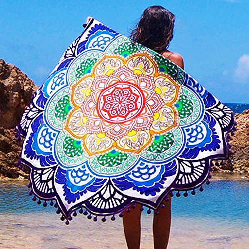 Strandtuch Mandala Wandtuch Beach towel runderes Umschlagtuch Schal für Sommer Tischdeck Beach Picknick Teppich Yoga-Matte Indischen Handtuch Polyester-/Chiffonstoff Dünn - 4