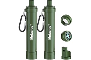 Metadrop Paille filtrante pour l'eau, équipement portable de filtration de survie, préparation aux situations d'urgence, approvisionnement pour la boisson, la randonnée, le camping