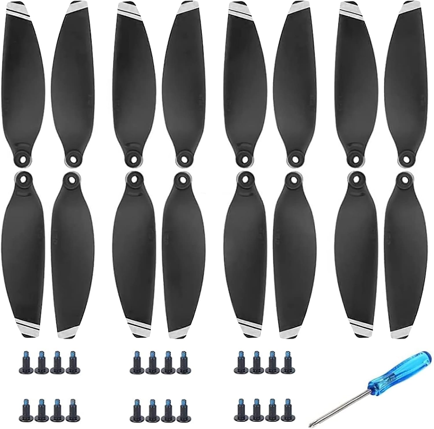 Bocguy 16 Pcs Drone Mavic Mini Hélices, modelo 4726 Hélices para Mavic Mini Accesorios Reemplazo de Drones con 24 Tornillos & 2 Destornillador, Bajo Ruido & Estable (Plata)