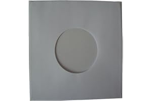 UKPS 100 Small White Paper 7" 45RPM Record Vinyl Sleeves Protectors with Large Centre Hole - Size 180 x 180mm - Also USE AS Scratch Mark Protection Inserts for Larger Card Sleeves Protective Packaging
