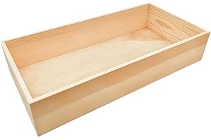 Anktily 1-pack obehandlade träförvaringslådor, 40 x 20 x 8 cm rektangelorganiserare – rustik naturlig träbehållare för hem, k