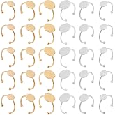 30 Pieces Blank Rings &ndash; MaehSab Stainless Steel Adjustable Ring Base, Flat Tray for Blank Rings for Jewellery DIY Crafts (Gol