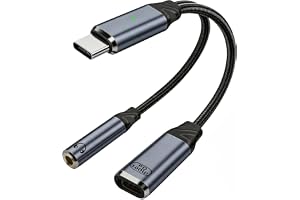 blicadijo Kabel USB C till 3.5 mm Jack Adapter, Hörlursdelare 2 i 1 100W