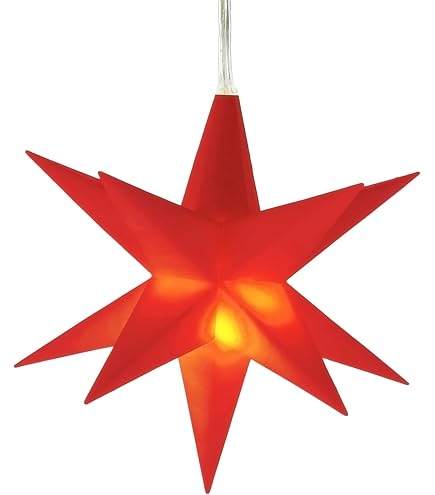 Amazon.de: ***Weihnachtsstern aus Kunststoff in rot, fr Innen und Auen  geeignet, inkl. LED Beleuchtung und 6h Timer, fr Batteriebetrieb. Mae  L/B/H: 13,5 x 5,5 x 12 cm.