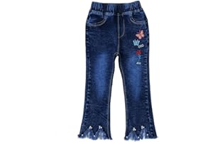 Peacolate 2-10T Infant Little Kids Girls Embroidery Jeans Denim Pants