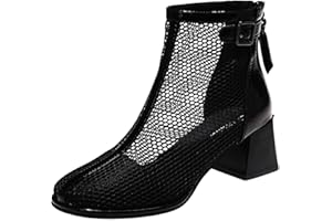 CELUCKE Stiefeletten Damen Damenschuhe Mode Einfarbig Runde Zehe Mittlere Ferse Dicke Ferse Schnürschnalle Große Stiefel