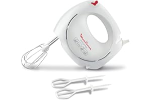 Moulinex Easy Max ABM11A Easymax Sbattitore A 2 velocità con 2 Set di Fruste, Montatura A Neve degli Albumi, 200 W, 1 Decibel, Plastica, Rosso/Bianco