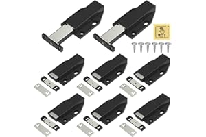 Push to Open Catches Jiayi 8 Pack Magnetic Push Open Latch Black Touch Open Catch for Cabinet Kitchen Drawer Closer Touch Release Open for RV Cupboard Door Damper, Large Push to Open Wardrobe Closure