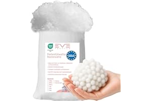 EVE Textile® 1 kg Perlen-Füllwatte für Kissen; Faserbällchen Füllmaterial & Stopfmaterial, Bastelwatte, Füllung für Stofftiere, Kuscheltiere; Öko-Tex 100 Zertifiziert, 95°C waschbare Kissenfüllung