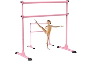‎DOLIBEST Dolibest Ballettstange Freistehend, 10 Höhenverstellbare Ballet Stange Kinder Rosa Tragbare Tanzstange mit Rutschfesten Gummipad Erwachsene Zuhause Mobile Gym Workout Fitness Yoga Stretchstange