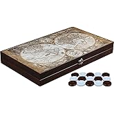 MSMETİCARET Antik D&uuml;nya Haritası Deri Tavla - Ancient World Map Backgammon