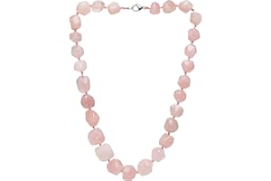 Treasure Bay Chunky Statement Natural Gemstone Beaded Necklace for Women, Women's Handmade Necklace (Rose Quartz)