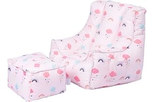 Ready Steady Bed Fauteuil Poire pour Enfants avec pouf | Canapé pour Salle de Jeux avec sièges Souples et sécurisés pour Les Enfants | Fauteuil Ergonomique pour Les Tout-Petits | (Arc-en-Ciel)